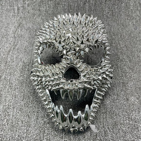 Silver Steampunk Spike Skull Halloween Devil Masquerade Mask - Picture 1 of 3